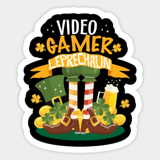 Video Gamer Leprechaun St. Patrick's Day Funny T-shirt Sticker